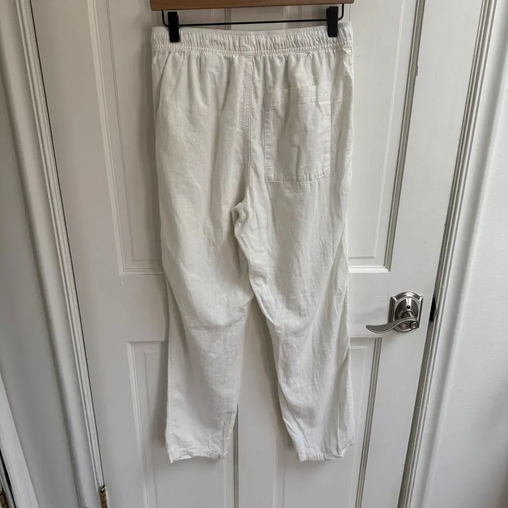 H&M Boys Relaxed Fit Linen Cotton Pants White Size 14+